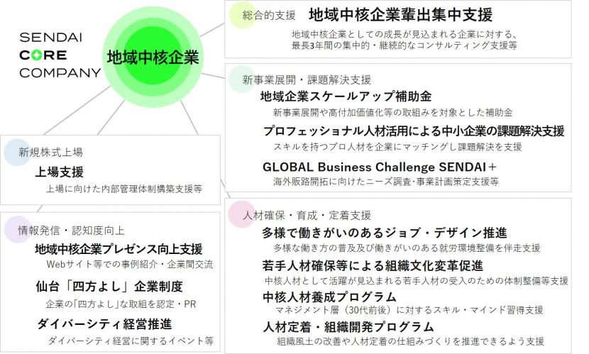 地域中核企業輩出支援パッケージ支援メニューの概要