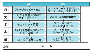 東北会病院デイケア週間プログラム