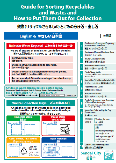 英語版資源とごみの分け方出し方