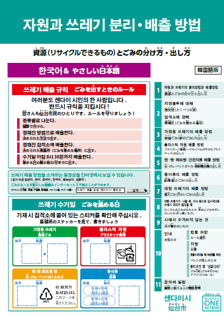 韓国語版資源とごみの分け方出し方