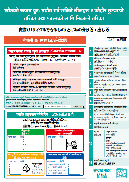 ネパール語版資源とごみの分け方出し方