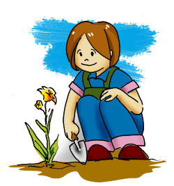 園芸をしている女の子
