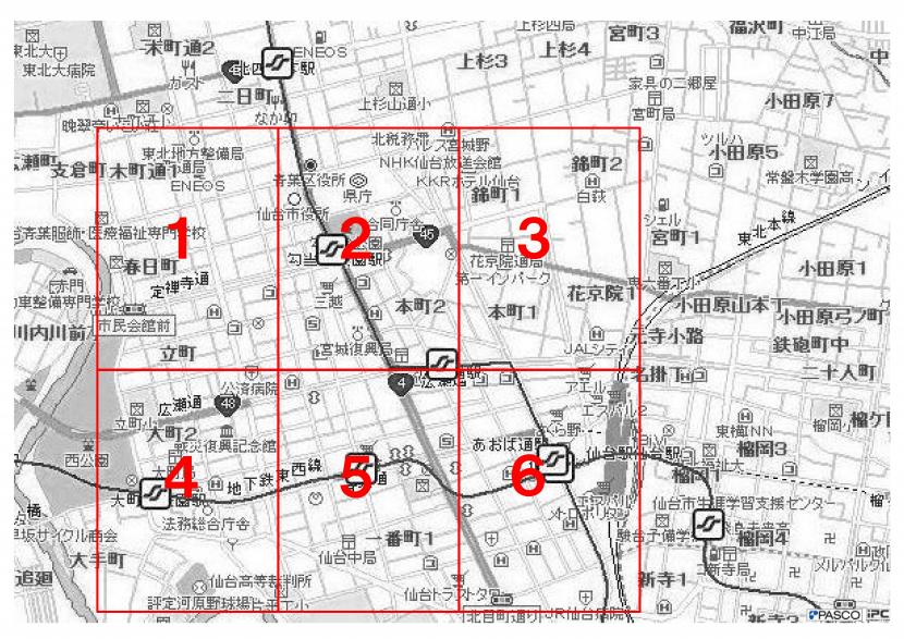 市内中心部の図