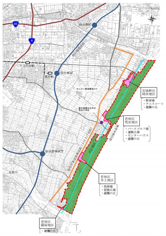 海岸公園の位置図