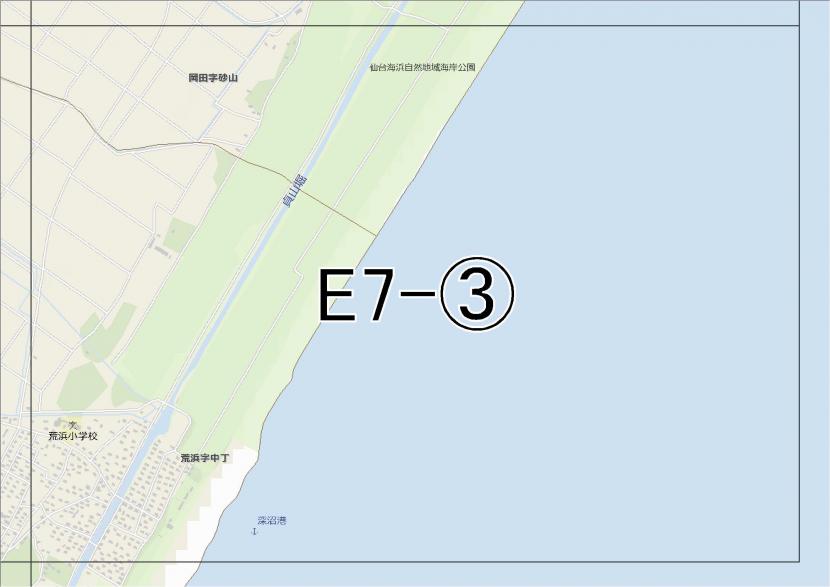 位置図　E7-(3)　若林区荒浜方面