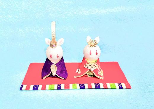 つまみ細工でうさぎのおひな様をつくろう
