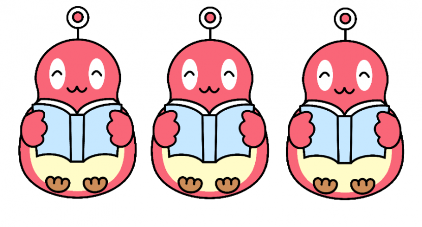 読書をするココロンのイラスト
