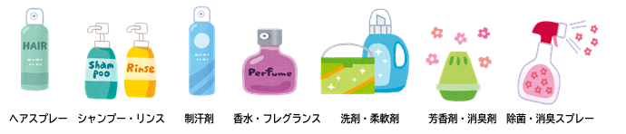 身の回りの化学物質を含む日用品の一例