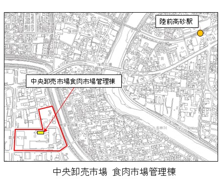 中央卸売市場食肉市場管理棟周辺図