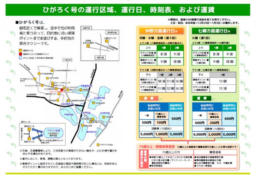 令和7年ひがろく号運行区域、運行日、時刻表、運賃