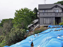 damaged house in Seikaen area