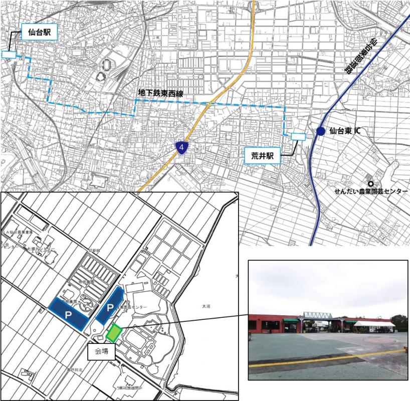 植木市会場・駐車場位置図