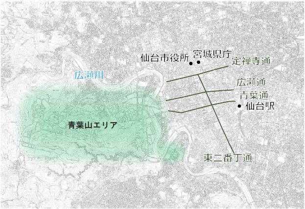 青葉山エリアの範囲