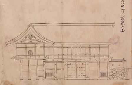 ：「仙台城及び江戸上屋敷主要建物姿絵図」（中門部分）江戸時代　仙台市博物館所蔵