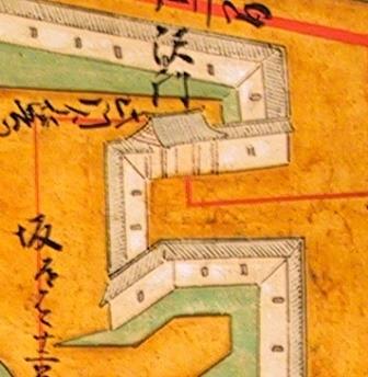 ：「奥州仙台城絵図」（沢門付近）正保2年（1645)仙台市博物館所蔵