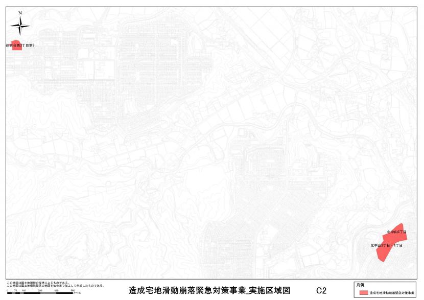 泉区北中山周辺の事業区域図