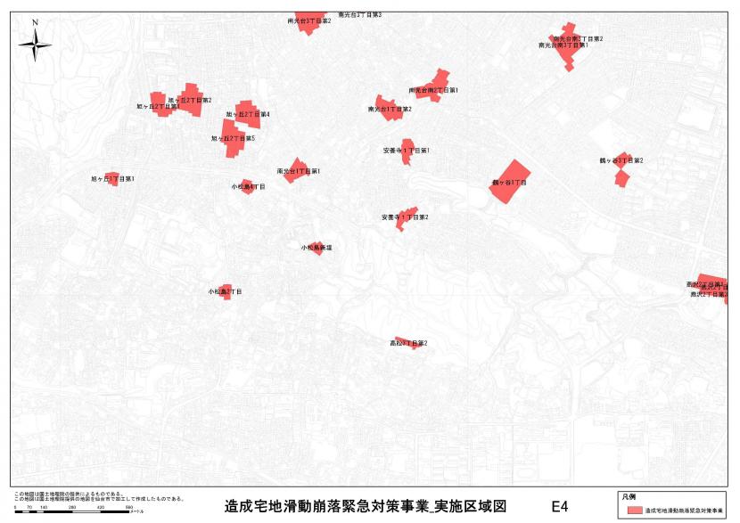 青葉区旭ヶ丘周辺の事業区域図