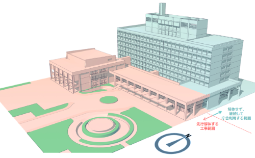 市役所解体工事範囲図