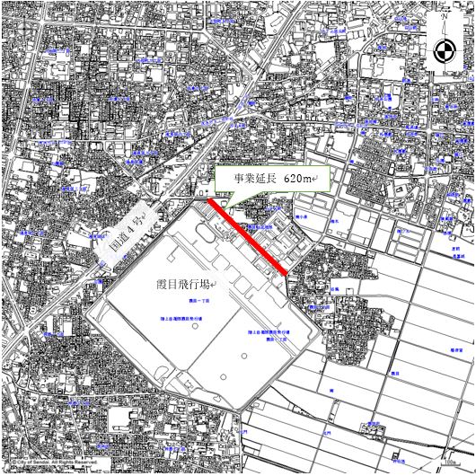 霞目飛行場北線位置図