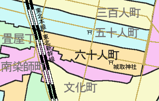 六十人町の地図